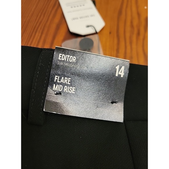 Express The Editor Pant Size 14 Flare Mid Rise Dress Black Style Icon Casual - Picture 8 of 9